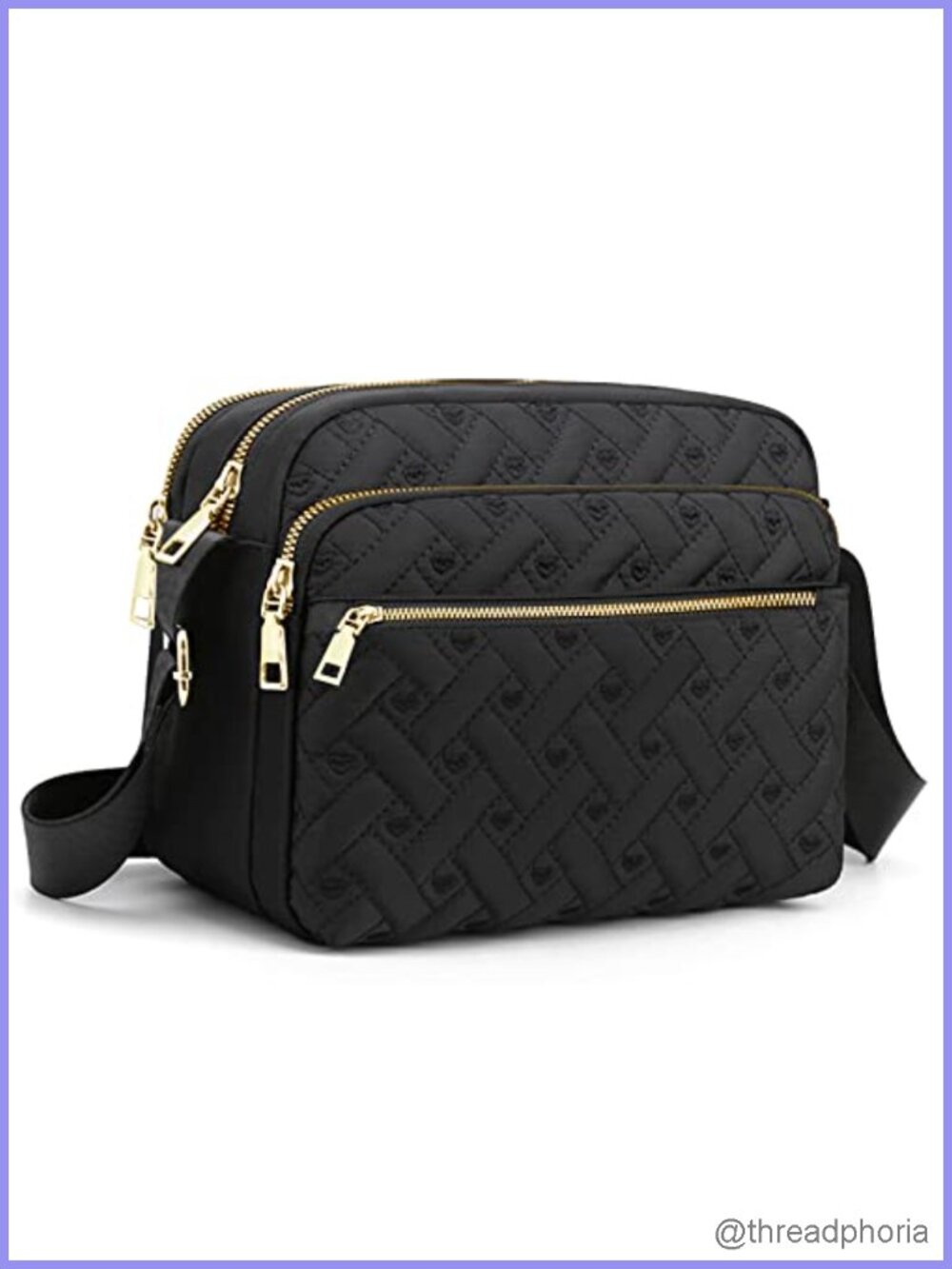 Nylon Crossbody Bag Women Quilted Travel Handbag Adjustable Strap Waterproof